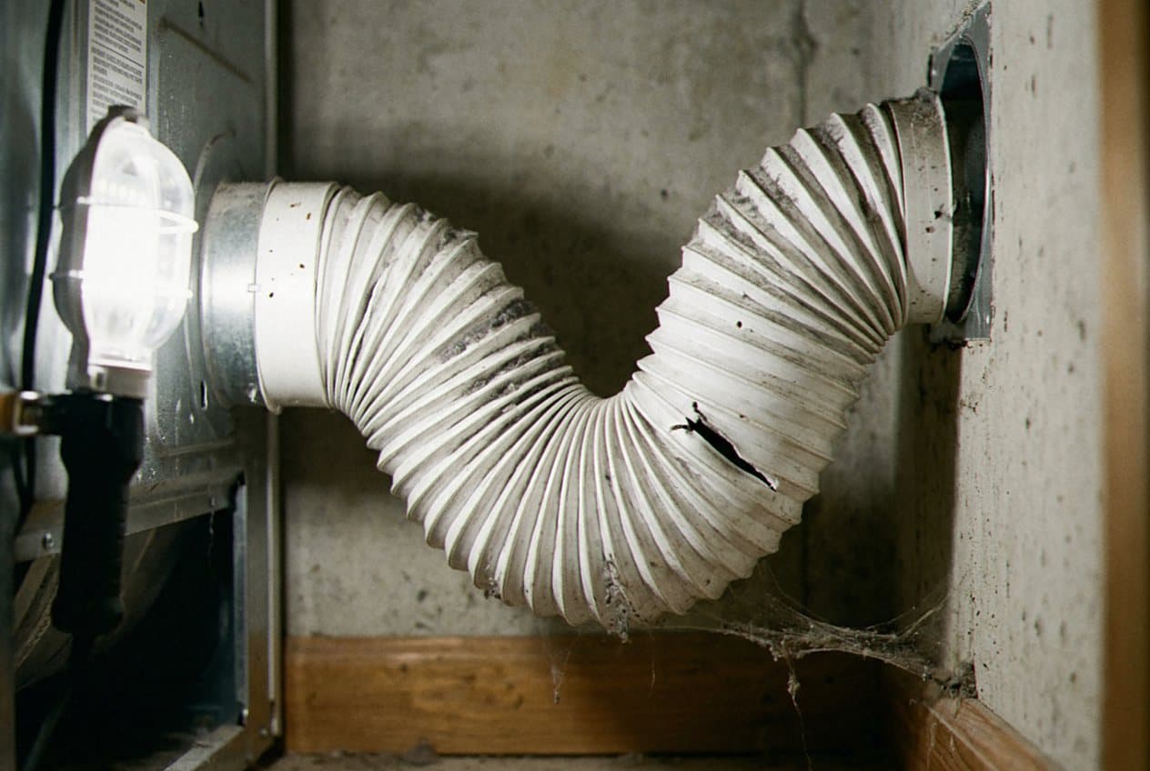 Torn vinyl hose with a visible hole
