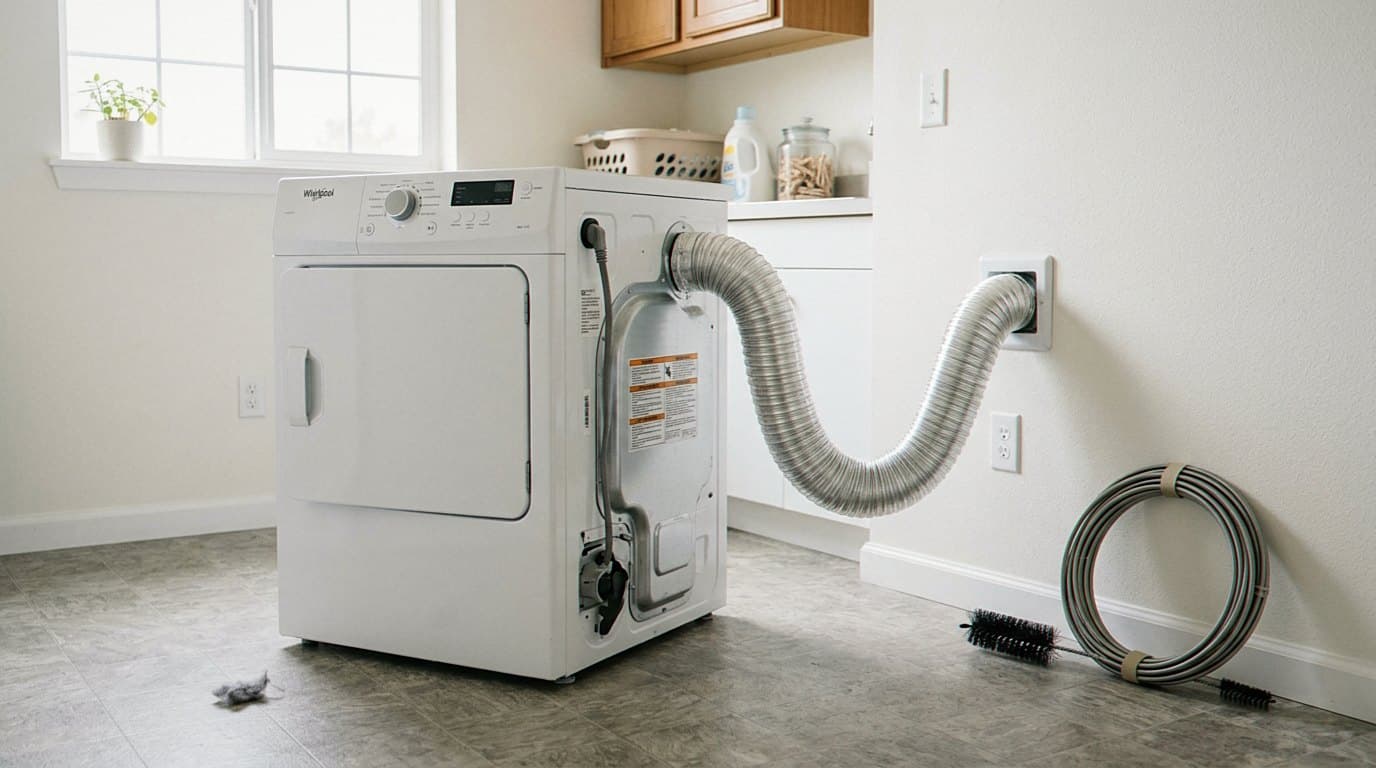 Dryer pulled out with duct hose disconnected