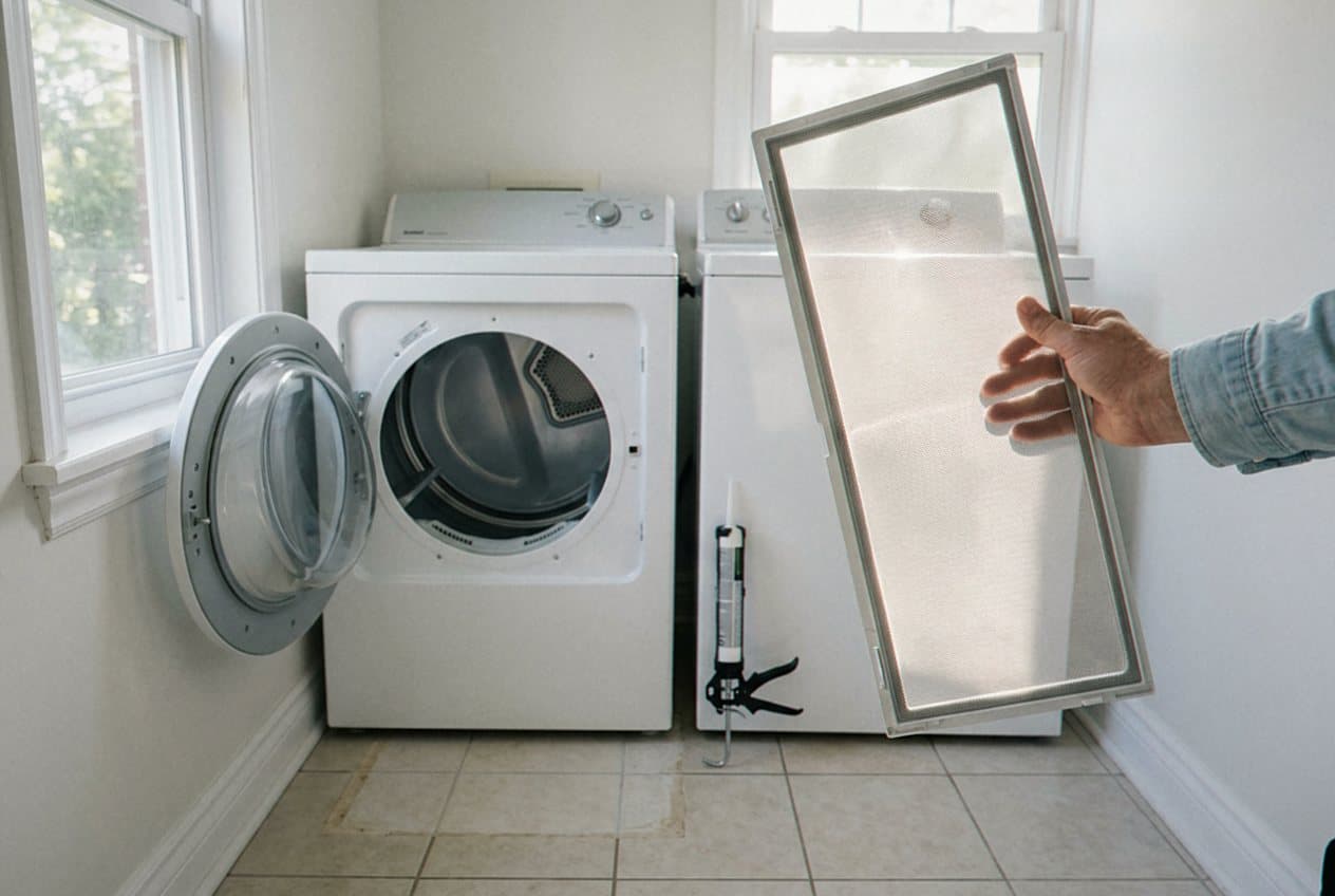 Technician holds a clean lint screen to sunlight